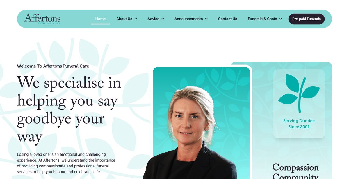 Affertons Funeral Care home page